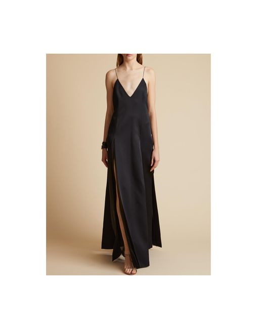 Khaite Black The Nonya V-Neck Sleeveless Dress
