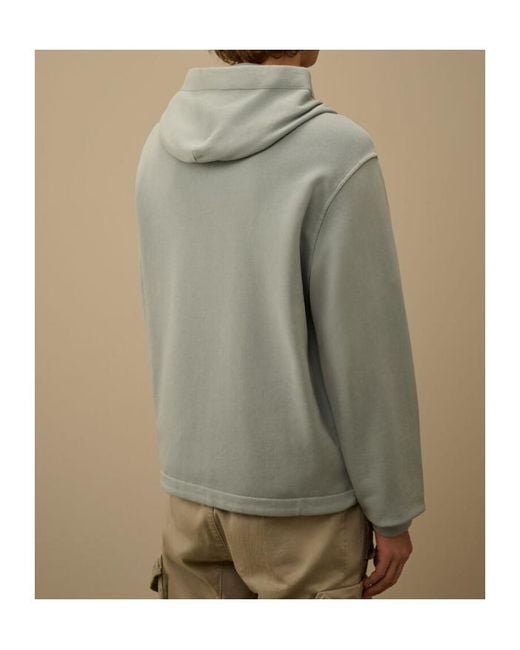 C P Company Green Lens Diagonal Fleece Hoodie for men