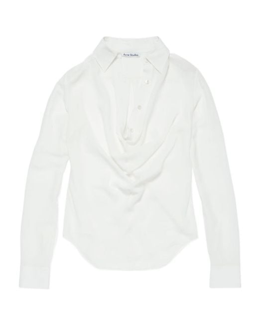 Acne White Cowl Neck Blouse