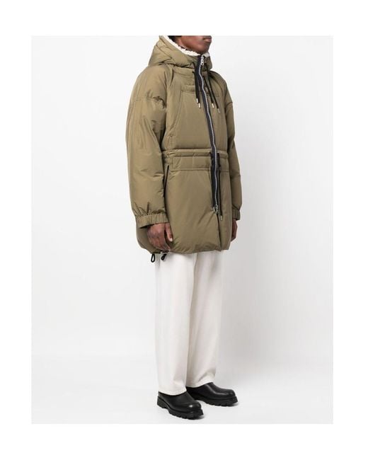 Sacai Green Hooded Padded Coat for men