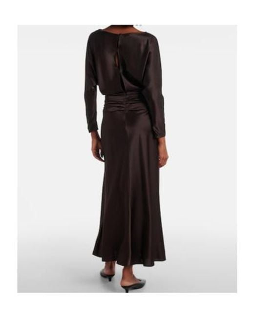 Staud Brown Freda Ruched Silk-Blend Gown