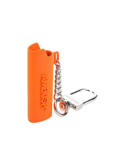 Ambush White Logo Embossed Key Ring for men