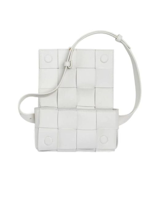 Bottega Veneta White Cassette Mini Intreccio Belt Bag