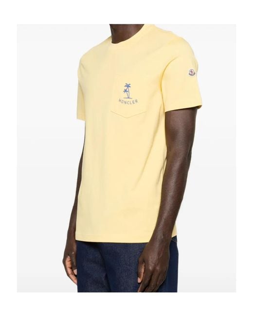 Moncler Yellow Palm Tree Pocket T-Shirt for men