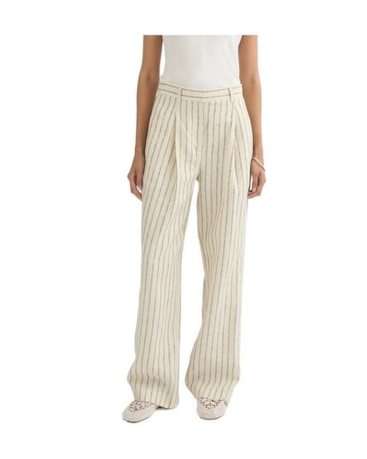 Posse Natural Pinstripe Pleated Trousers