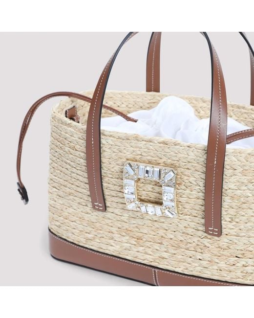 Roger Vivier Natural Embellished Skate Shopping Bag
