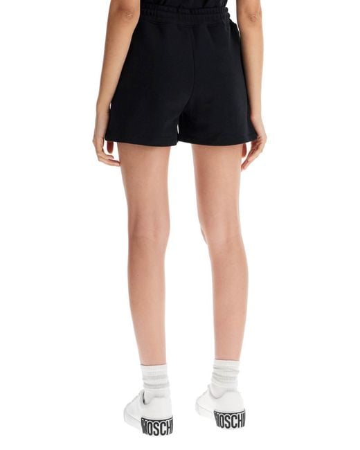 Moschino Black Teddy Printed Drawstring Track Shorts