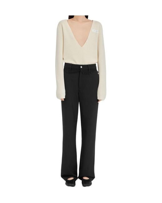 MM6 by Maison Margiela Black Tailored Trousers With Denim Waistband