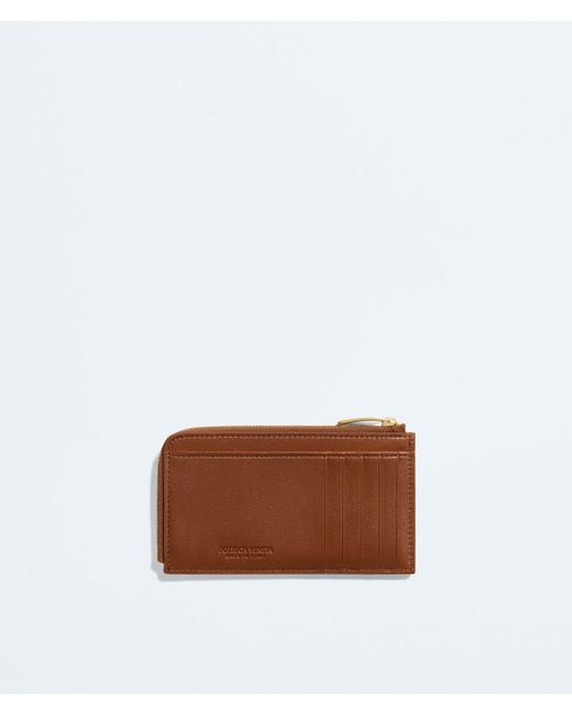 Bottega Veneta Brown Intrecciato L-Zipped Card Case