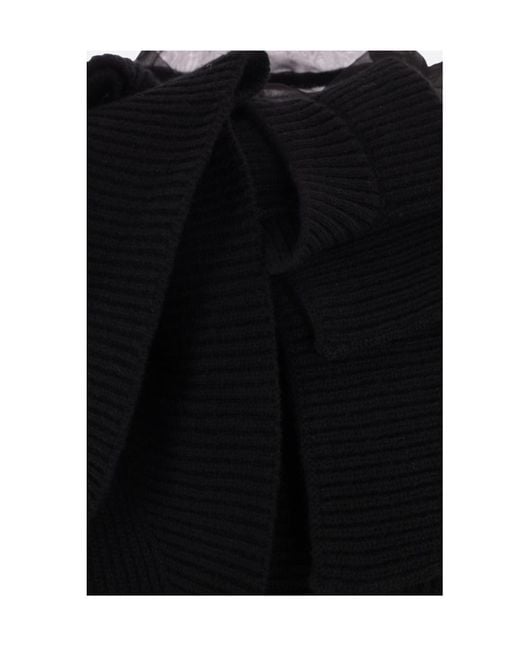 Sacai Black Chiffon Insert Knitted Pullover