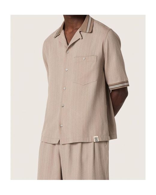Golden Goose Deluxe Brand Natural Short Sleeved Striped Shirt for men