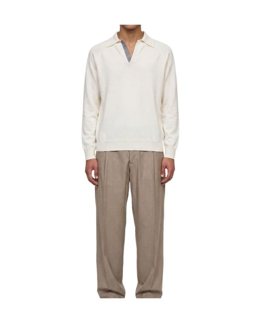 Lardini White Contrast-Trim Raglan-Sleeve Sweater for men