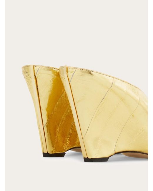 Ferragamo Natural Ferragamo Open-Toe Wedge Mules