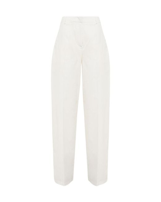 Blugirl Blumarine White Casual Pants With Belt Loops