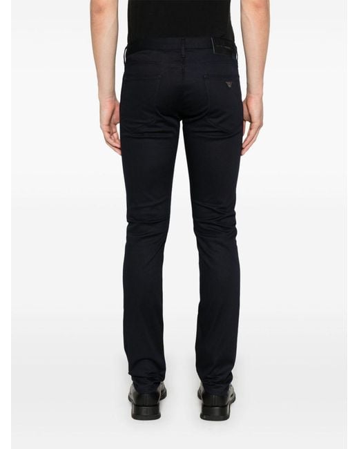 Emporio Armani Black Logo-Plaque Slim-Fit Jeans for men
