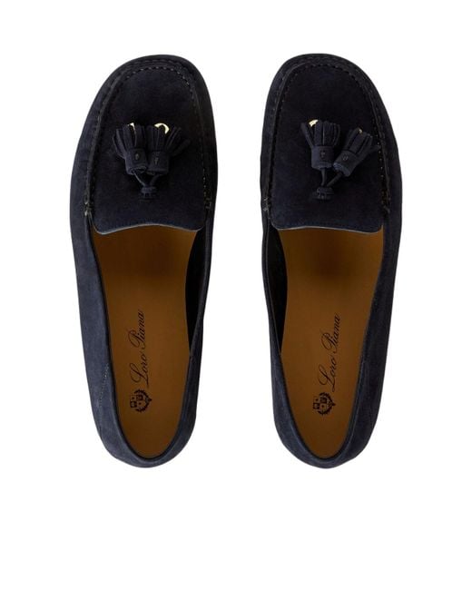 Loro Piana Blue Tassel Detailed Slip-On Loafers