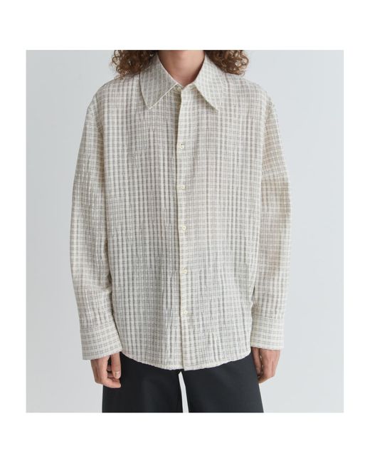 Séfr White Séfr Textured Check Shirt for men