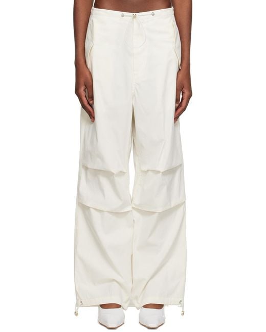 Dion Lee White Drawstring Parachute Trousers for men