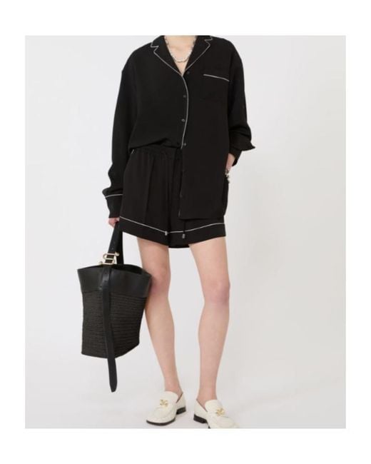 Sportmax Black Crespo Contrast Trim Drawstring Shorts