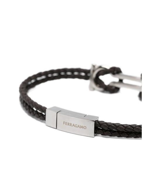 Ferragamo White Braided Bracelet for men