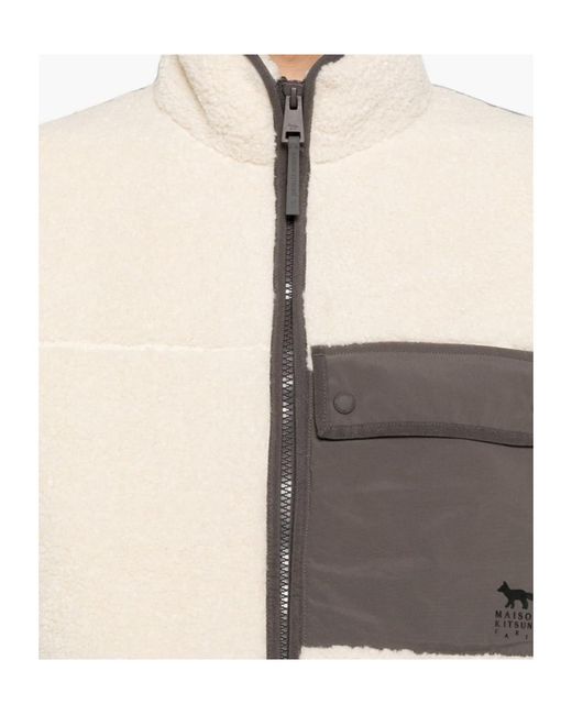 Maison Kitsuné Natural Maison Kitsuné Panelled Fleece Jacket for men