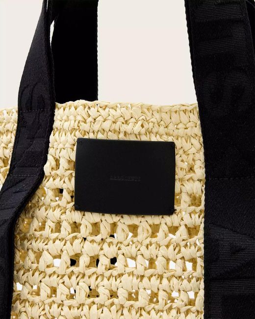 AllSaints Metallic Woven Logo-Strap Tote Bag