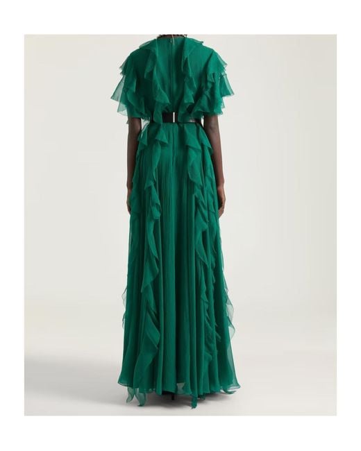 Givenchy Green Long Ruffled Dress