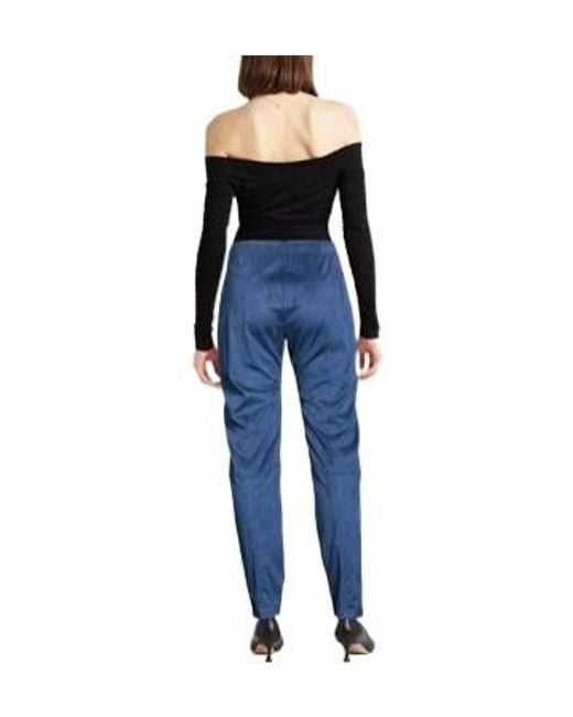 Max Mara Blue High-Waisted Slim-Fit Trousers