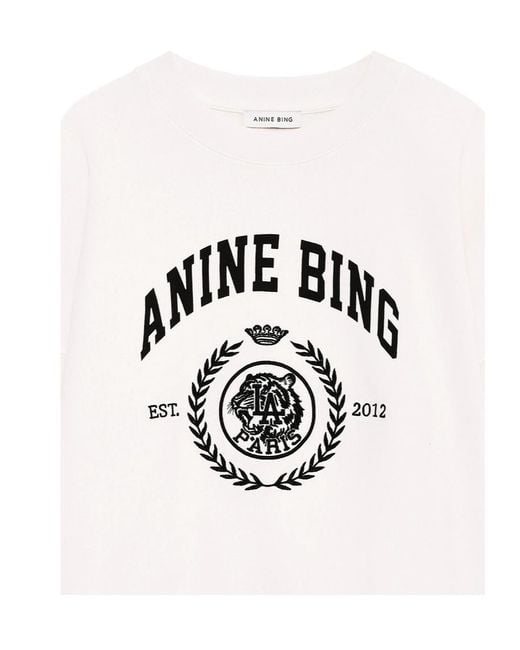 Anine Bing White Miles Collegiate Logo Sweatshirt