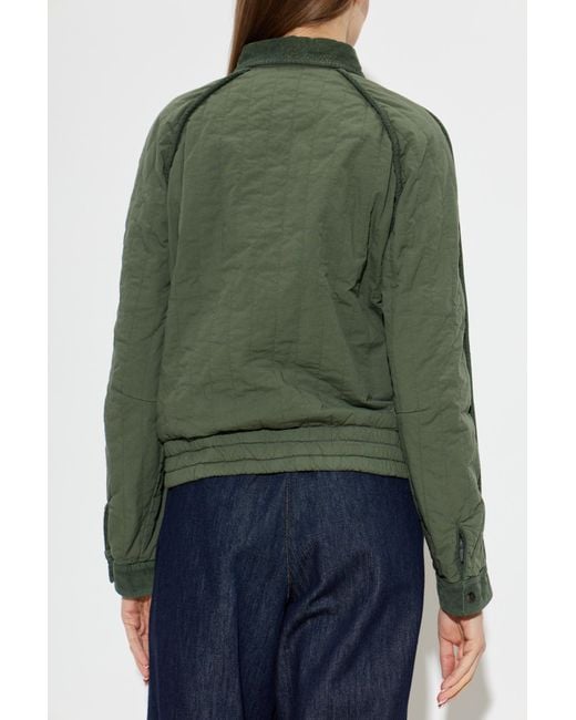 Dries Van Noten Green Long-Sleeved Button Jacket
