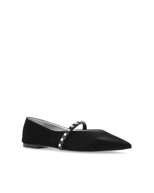 McQueen Black Srud-Embellished Ballerina Flats
