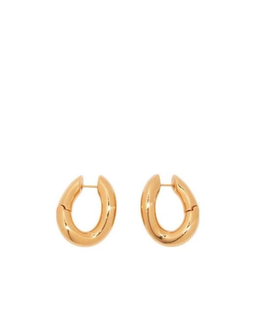 Balenciaga Metallic Logo Engraved Loop Earrings