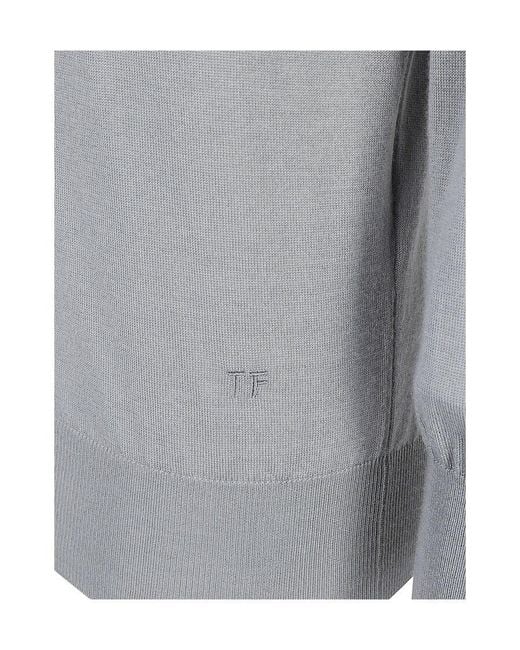 Tom Ford Gray Roll Neck Fine Knit Jumper