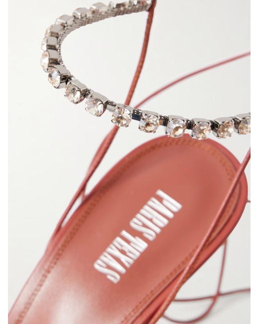 Paris Texas Pink Embellished Lace-Up Leather Sandals