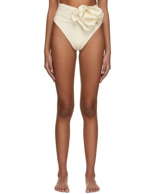 Magda Butrym White High-Waist Flower Patch Swim Bottom
