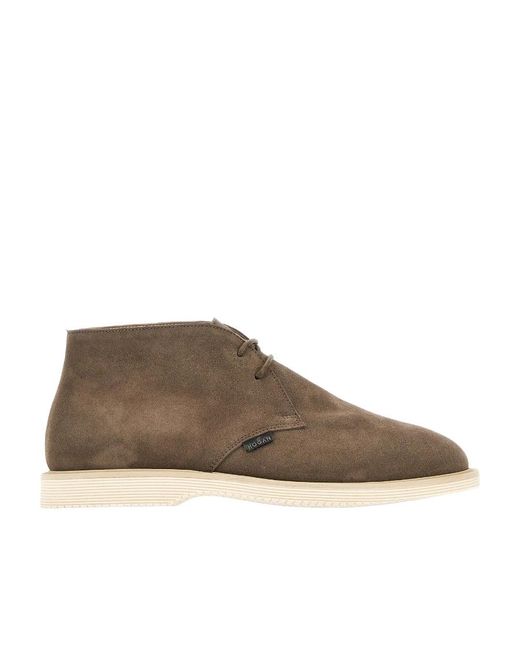 Hogan Brown Lace-Up Leather Boots for men