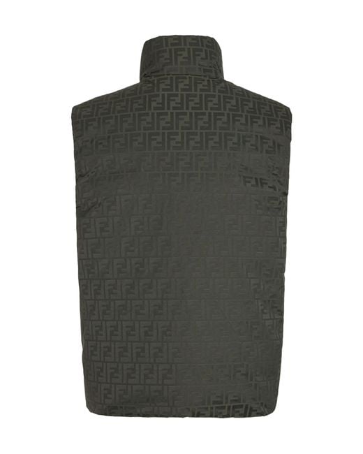 Fendi Green Ff Jacquard Reversible Puffer Gilet for men