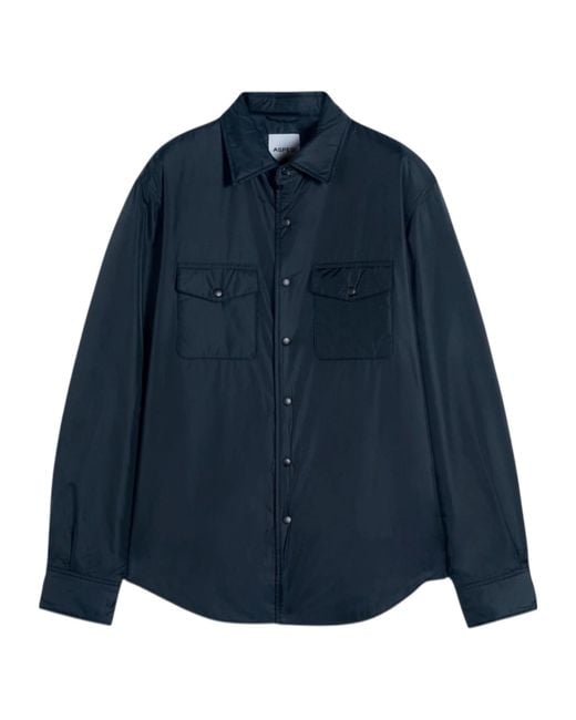 Aspesi Blue Long-Sleeved Button-Up Shirt for men