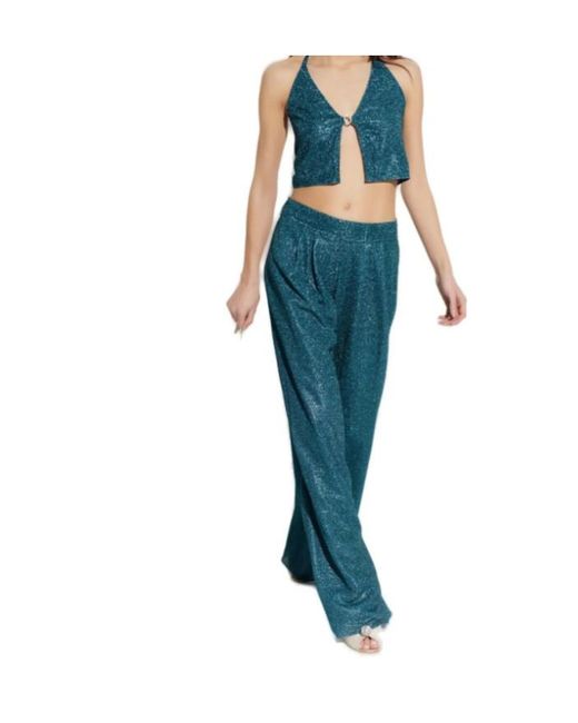 Oseree Blue Oséree Lurex Thread Pants