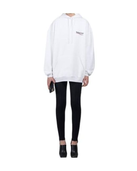 Balenciaga White Felpa Con Cappuccio Political Campaign Hoodie Large Fit Da Donna