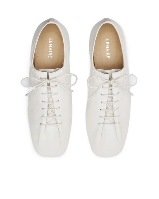Lemaire White Leather Lace-Up Derby Shoes