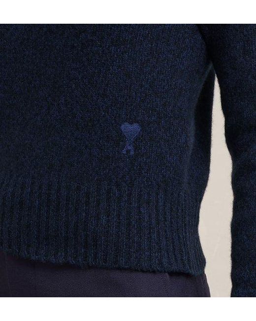 AMI Blue Long-Sleeved Crewneck Knitted Jumper