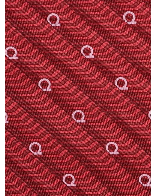 Ferragamo Red Printed Tie for men