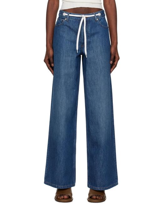 A.P.C. Blue Drawstring Wide Leg Jeans