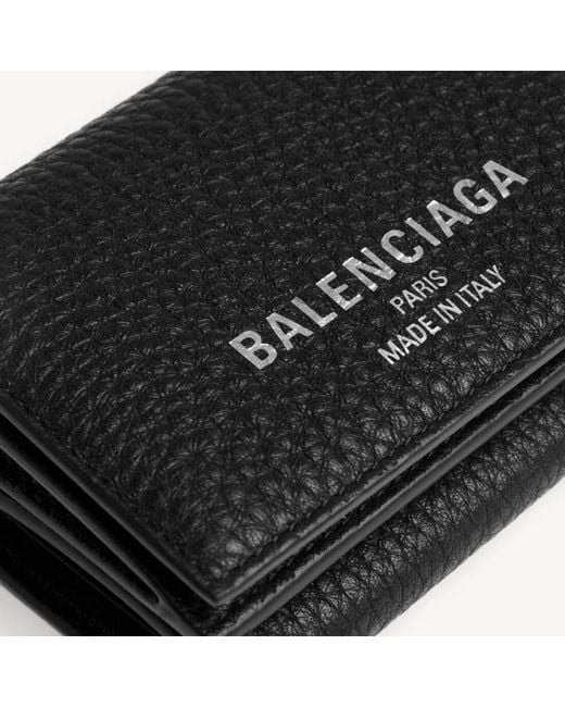 Balenciaga Black Logo Printed Credit Mini Wallet for men