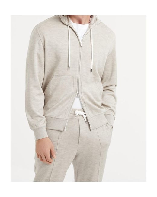 Brunello Cucinelli White Hooded Jacket for men