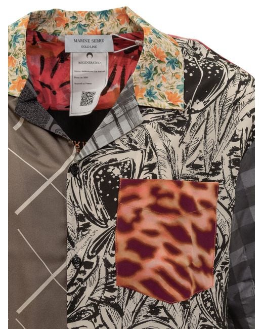 MARINE SERRE Multicolor Patchwork Bowling Shirt for men