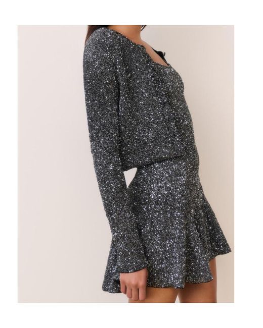 LoveShackFancy Black Ferra Cropped Sparkle Cardigan