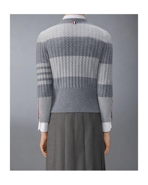 Thom Browne Gray 4R-Bar Striped Cardigan for men