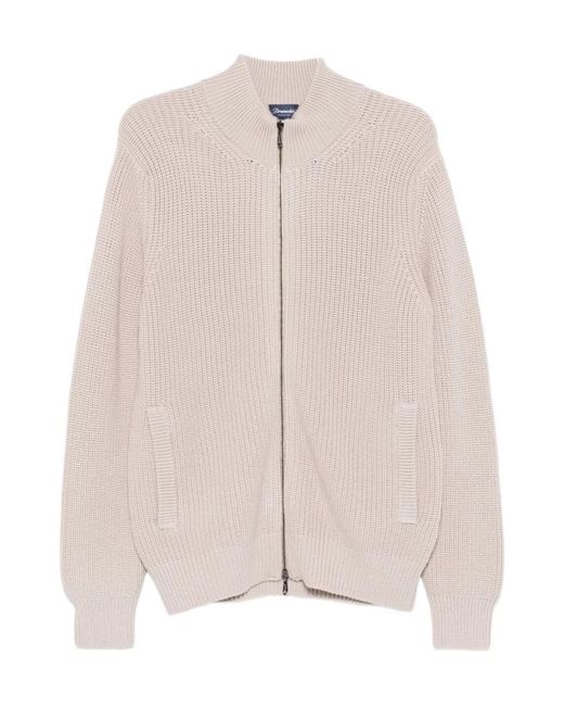 Drumohr Multicolor Ribbed Zip-Front Cardigan for men